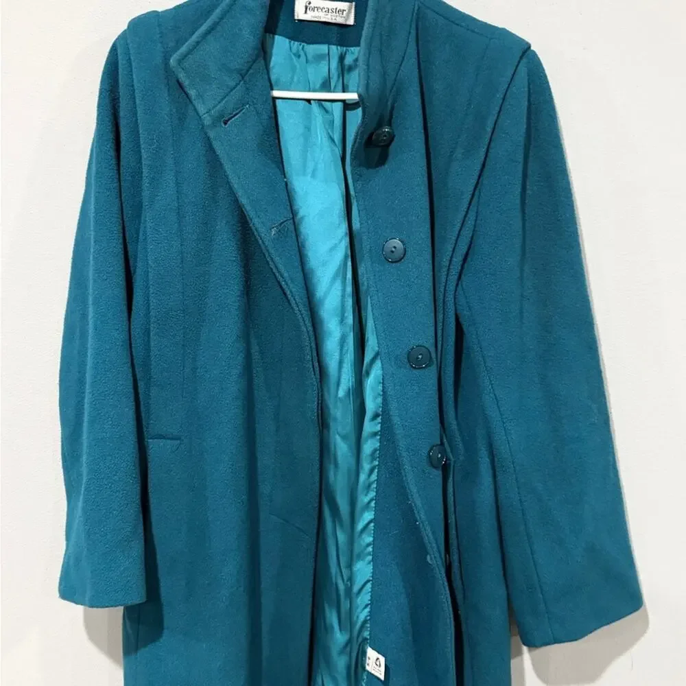 Teal Vintage Wool Coat by Forecaster of Boston | Retro Chic | Made in USA Size L